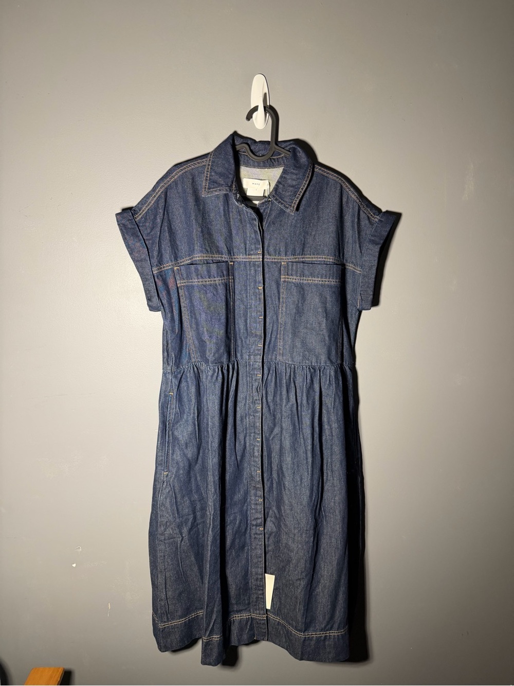 Maye The Label Harper Denim Midi Shirt Dress Size Large Petite - Picture 2 of 5